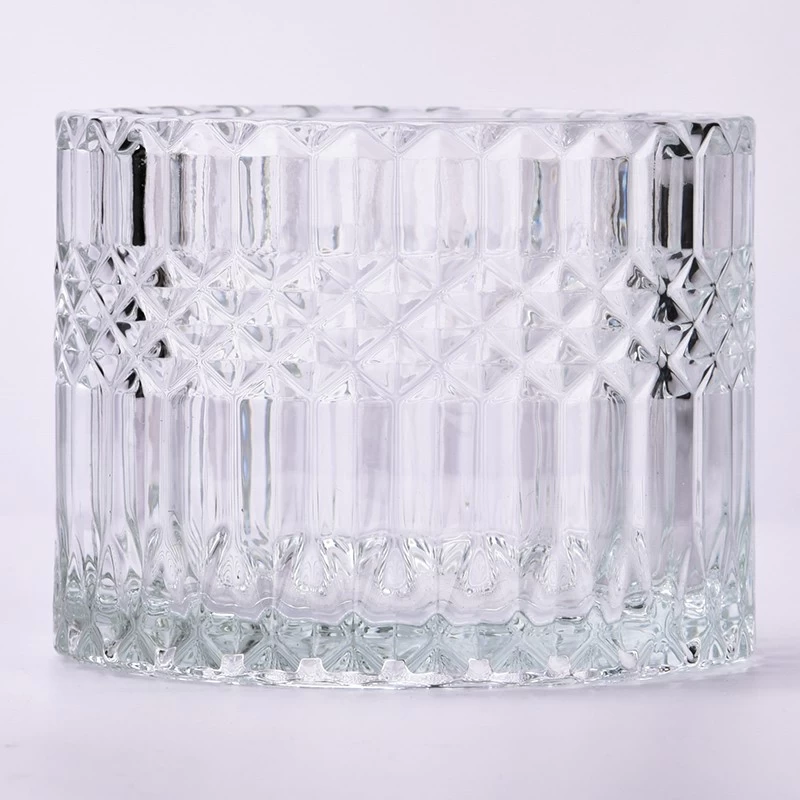 500ml Glass Candle Jars Embossed Glass Vessels for Candle Making