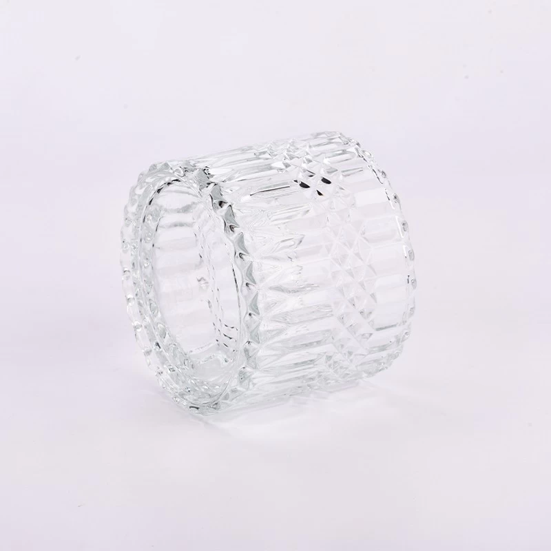 500ml Glass Candle Jars Embossed Glass Vessels for Candle Making