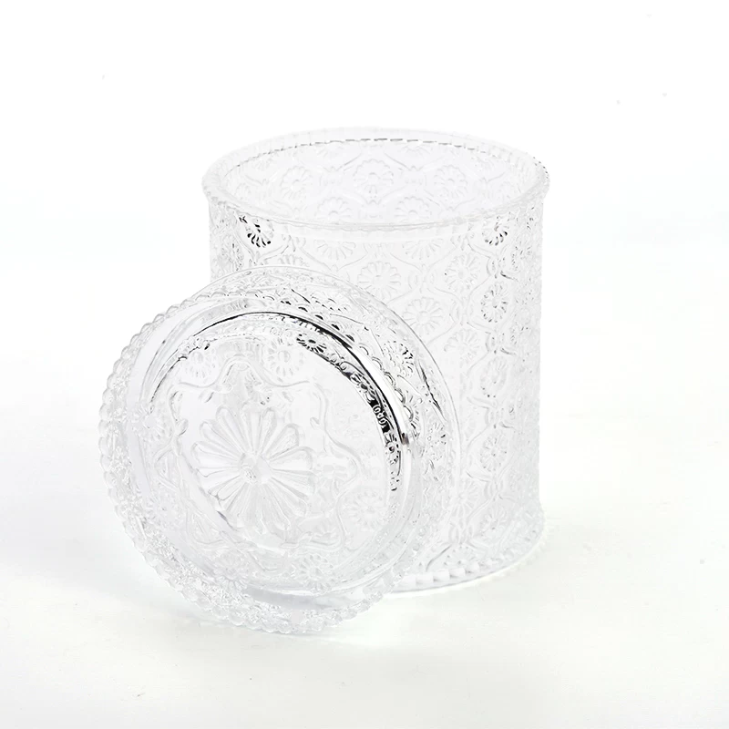 Hexagon Glass Candle Vessels with Lids Popular Hexagon Glass Jars