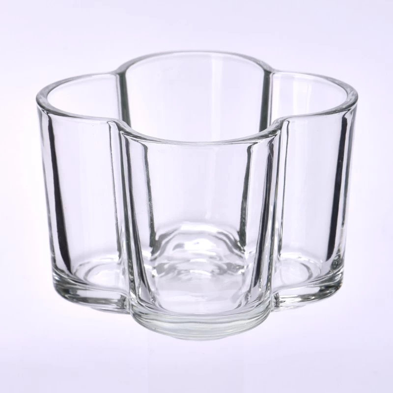 Clear flowers shape glass candle vessel wholesale