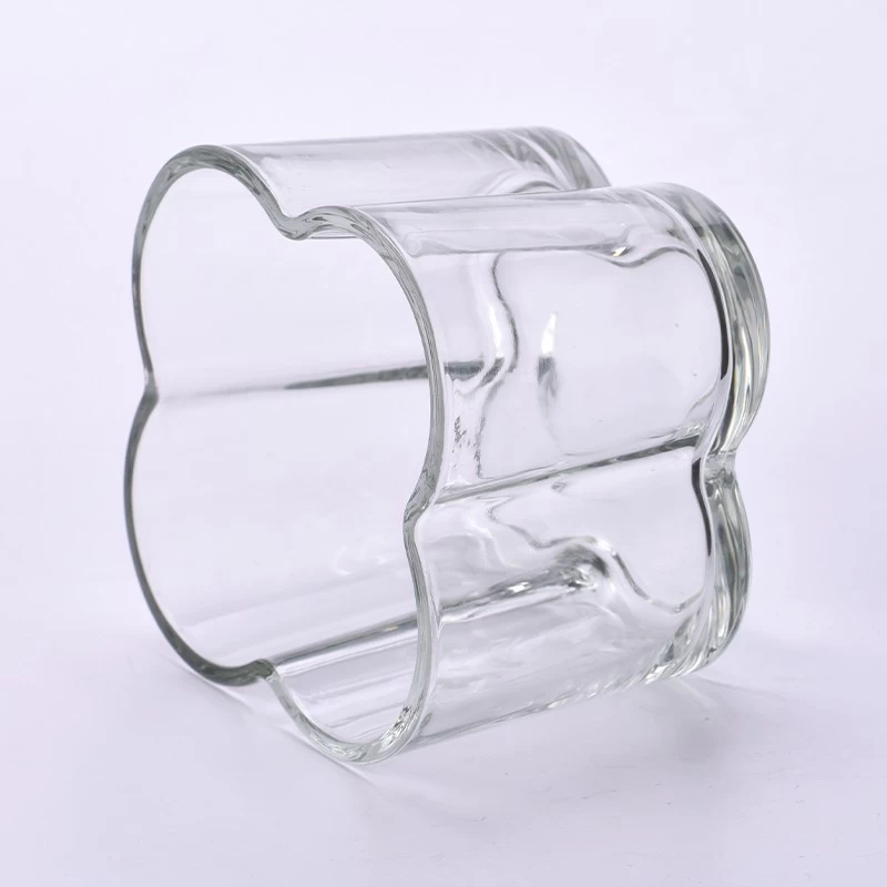 Clear flowers shape glass candle vessel wholesale