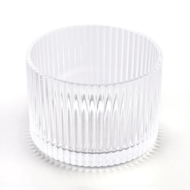Luxury High Quality Stripe Glass Candle Vessels Ribber Glass Candle Jars For Decoration
