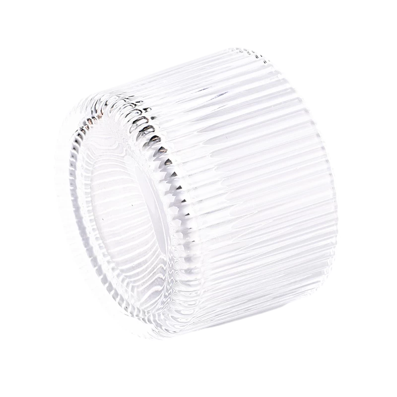 Luxury High Quality Stripe Glass Candle Vessels Ribber Glass Candle Jars For Decoration