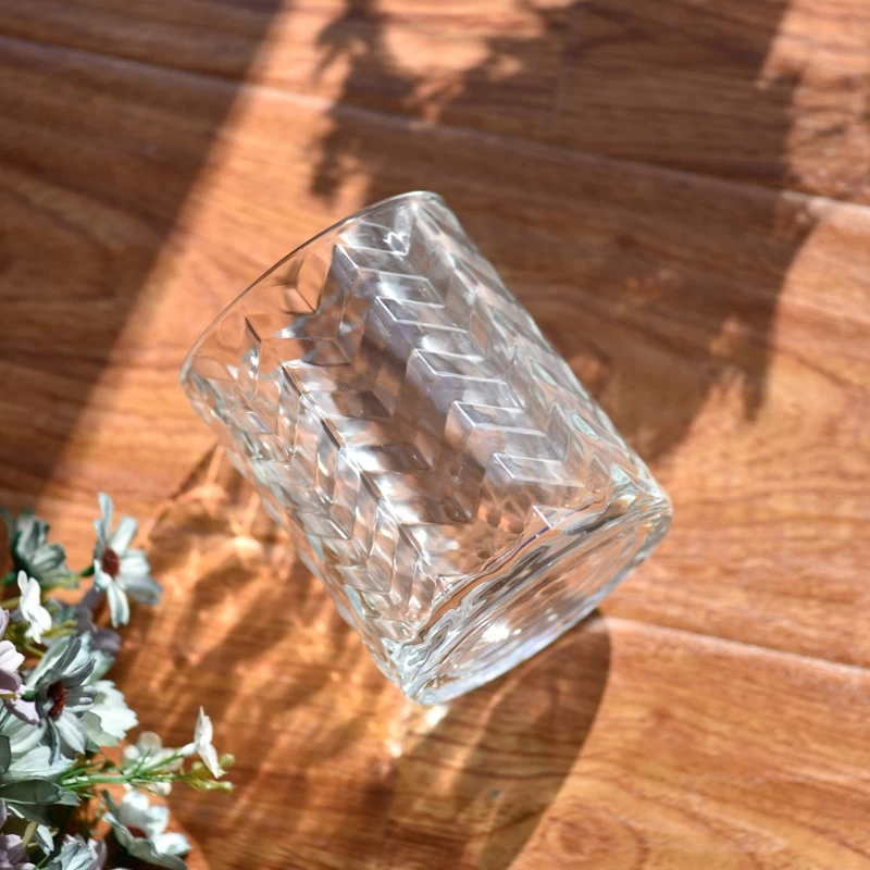 Customized Color GEO Glass Candle Jars Large Glass Candle Vessels 700ml 20oz Candle Glass