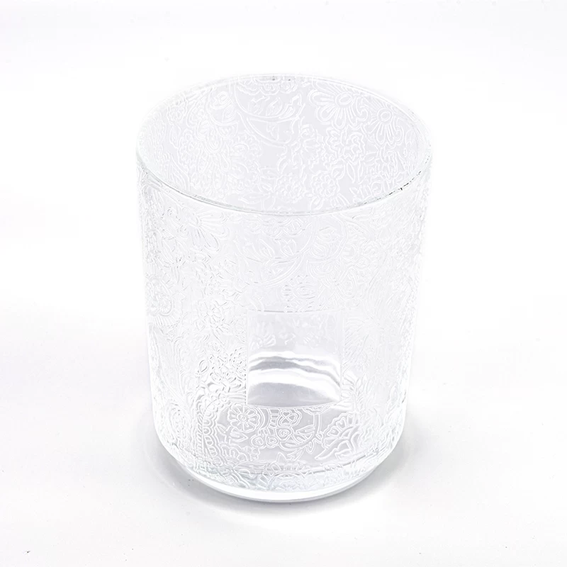 Large Glass Candle Jars Customized Color Candle Glass Embossed Glass Candle Vessels Wholesale