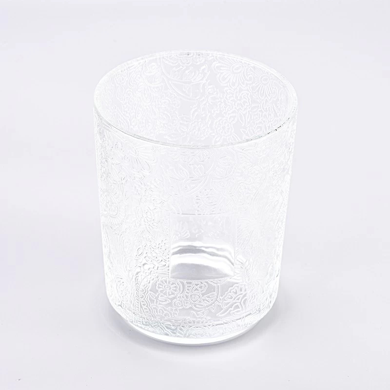 Large Glass Candle Jars Customized Color Candle Glass Embossed Glass Candle Vessels Wholesale