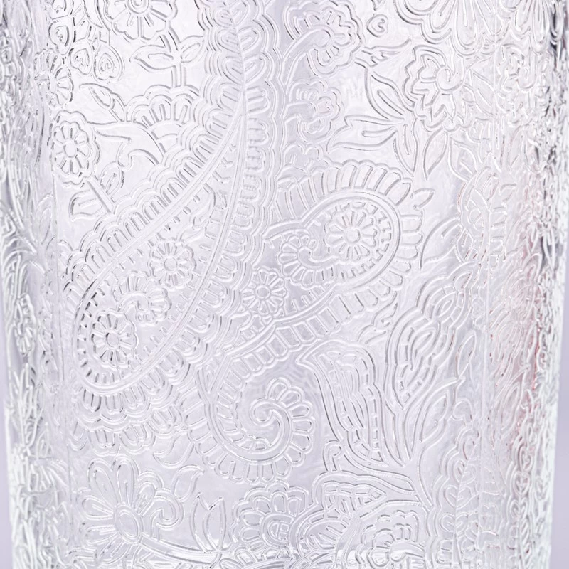 Large Glass Candle Jars Customized Color Candle Glass Embossed Glass Candle Vessels Wholesale