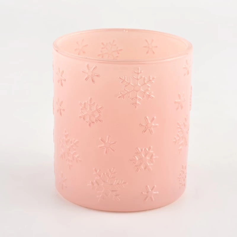  Unique pattern pink glass candle jar wholesale