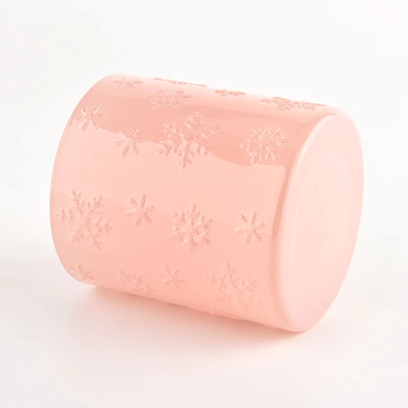  Unique pattern pink glass candle jar wholesale