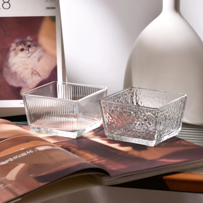 Customized Unique Square Glass Candle Vessels Wholesale