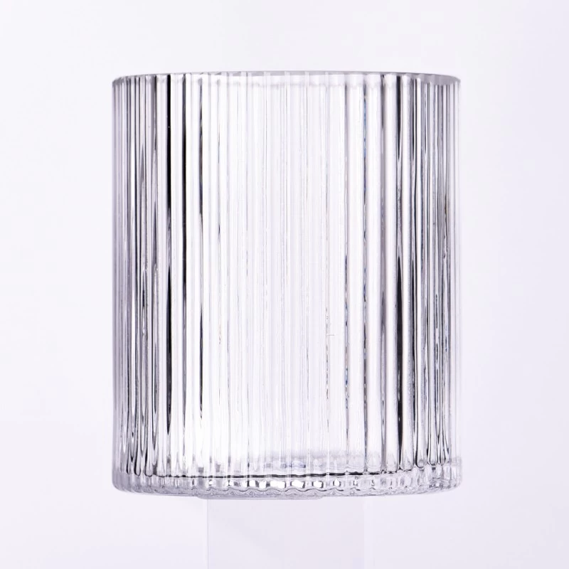 Customized 400ml Glass Candle Jars 10oz Ribber Glass Candle Vessels Wholesale