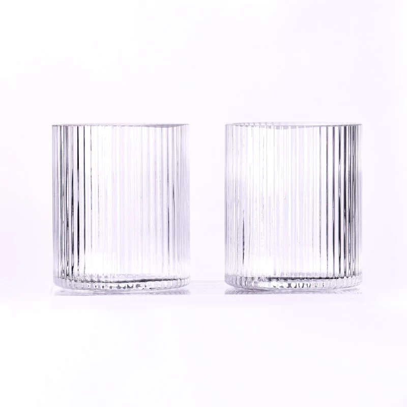Customized 400ml Glass Candle Jars 10oz Ribber Glass Candle Vessels Wholesale