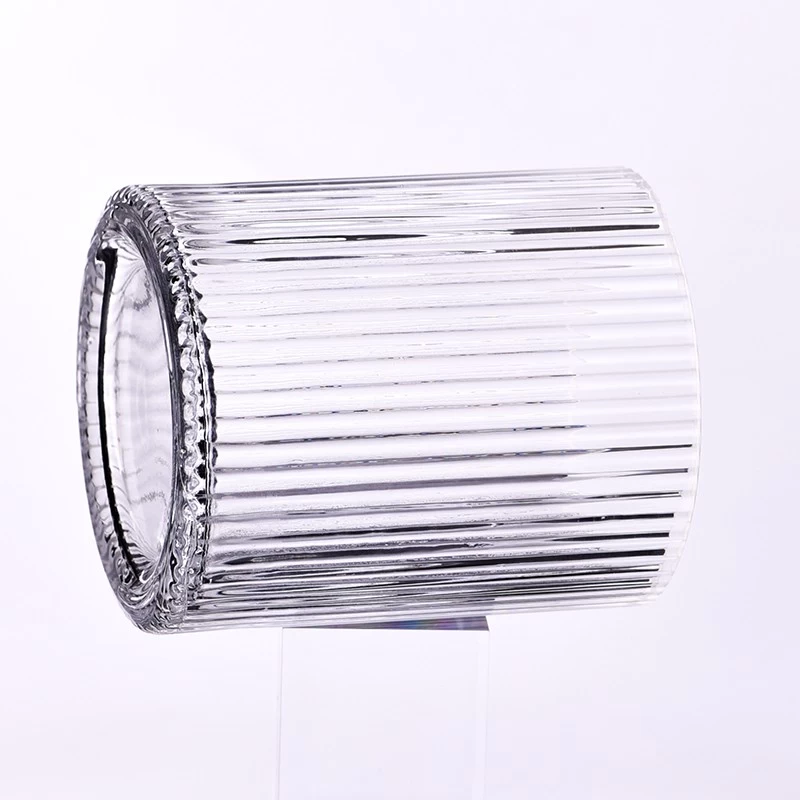 Customized 400ml Glass Candle Jars 10oz Ribber Glass Candle Vessels Wholesale