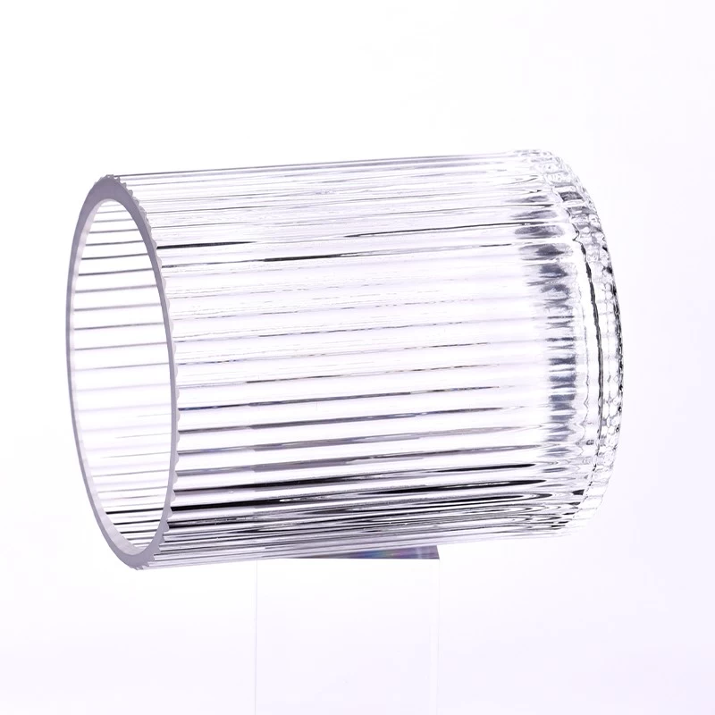 Customized 400ml Glass Candle Jars 10oz Ribber Glass Candle Vessels Wholesale