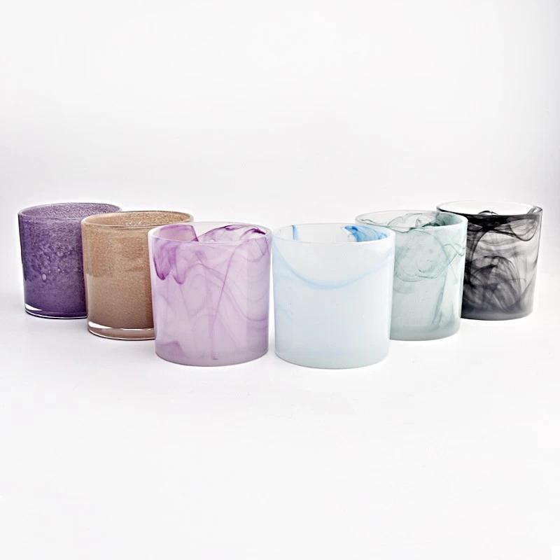 Frosted Glass Candle Jars Mable Decorative Glass Candle Holders