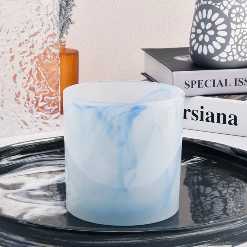 Frosted Glass Candle Jars Mable Decorative Glass Candle Holders