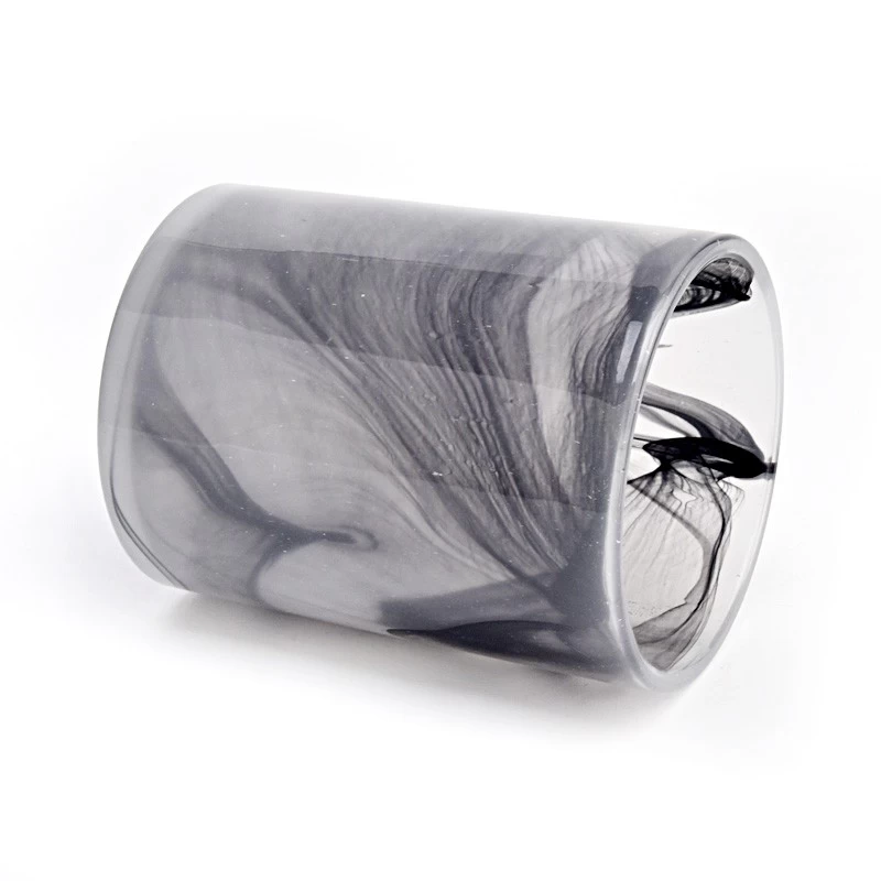 Custom Logo Frosted Marble Glass Candle Holders