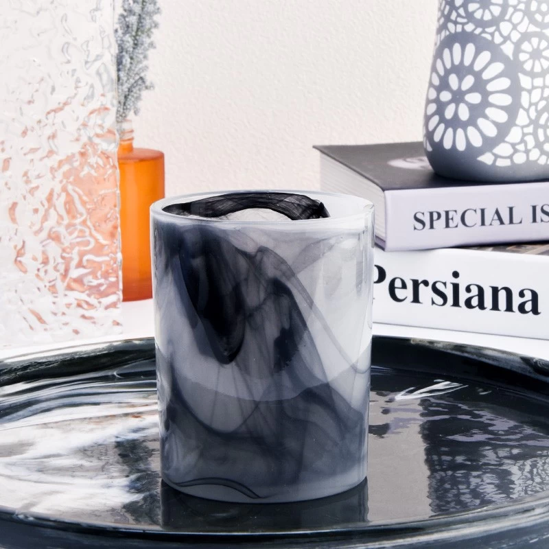 Custom Logo Frosted Marble Glass Candle Holders
