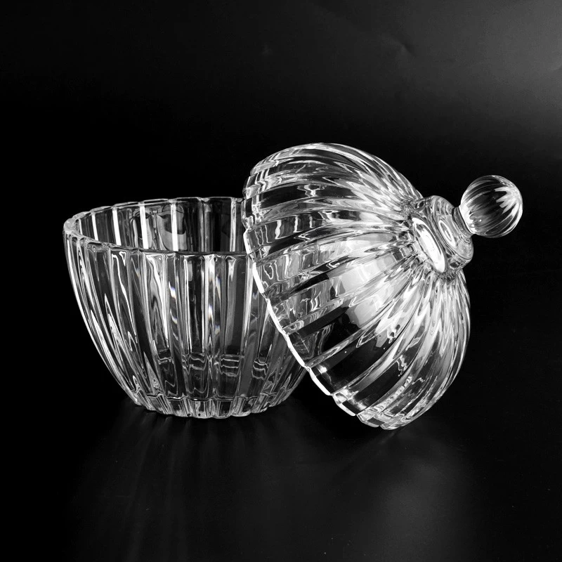 Luxury Unique Glass Candle Jar with Lids For Home Decoration