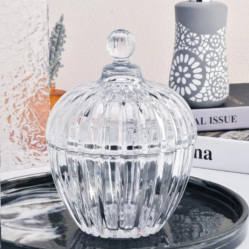 Luxury Unique Glass Candle Jar with Lids For Home Decoration