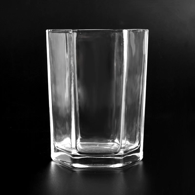 Hexagon Glass Jar For Candle Making Custom Hexagon Glass Candle Holders
