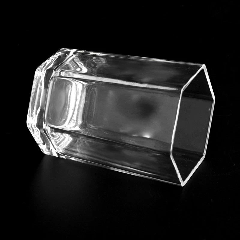 Hexagon Glass Jar For Candle Making Custom Hexagon Glass Candle Holders