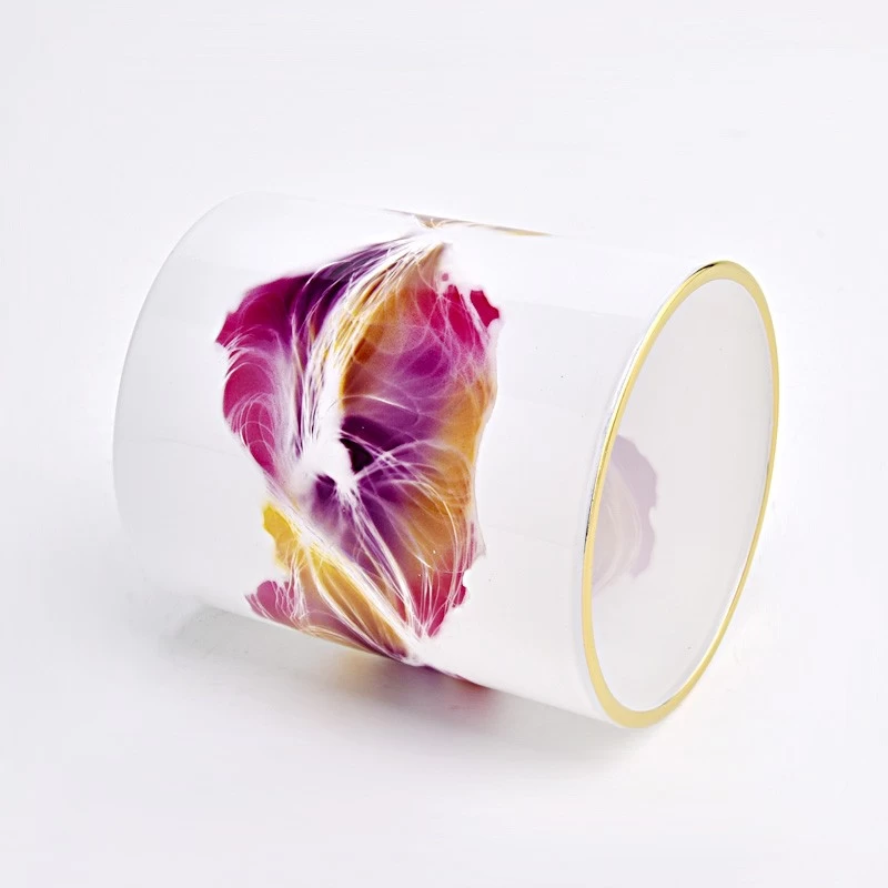 400ml Custom Printing Glass Candle Jars White Candle Glass Wholesale
