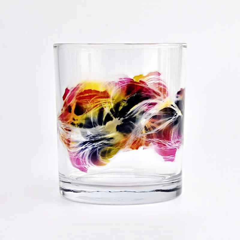 Low MOQ Custom Printing Glass Candle Jar 10oz Glass Candle Holders