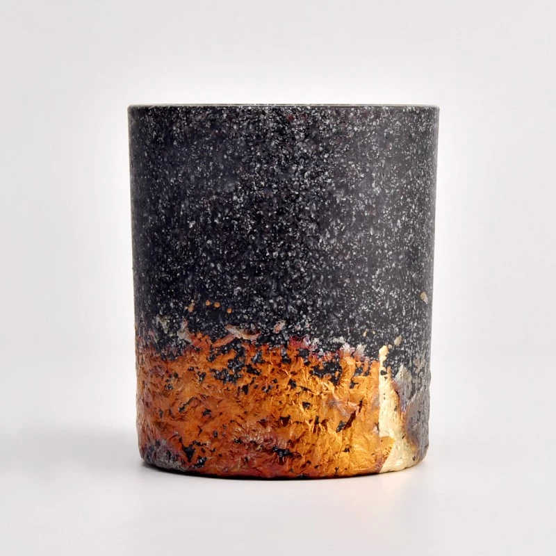 Unique Decoration Black Glass Candle Jars Sanding Glass Candle Holders