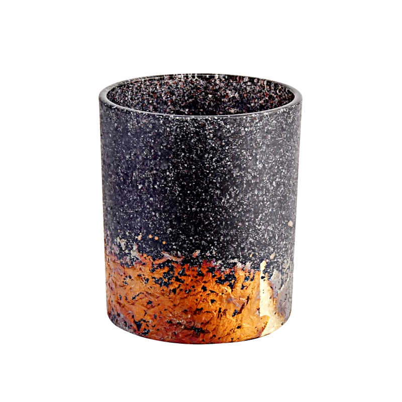 Unique Decoration Black Glass Candle Jars Sanding Glass Candle Holders