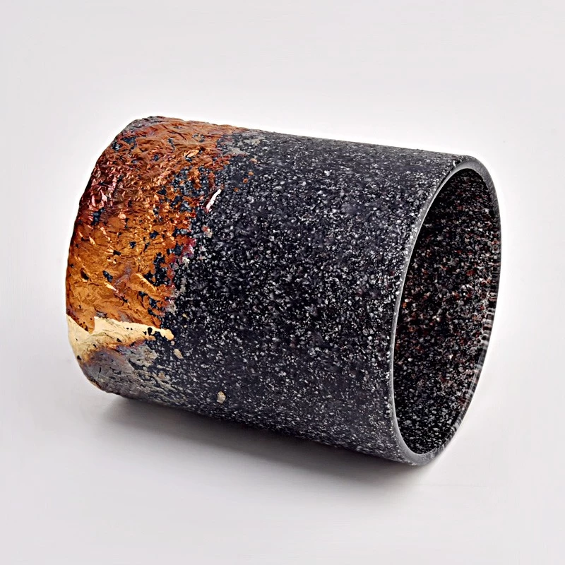 Unique Decoration Black Glass Candle Jars Sanding Glass Candle Holders