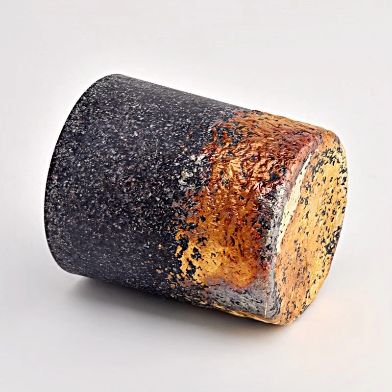 Unique Decoration Black Glass Candle Jars Sanding Glass Candle Holders