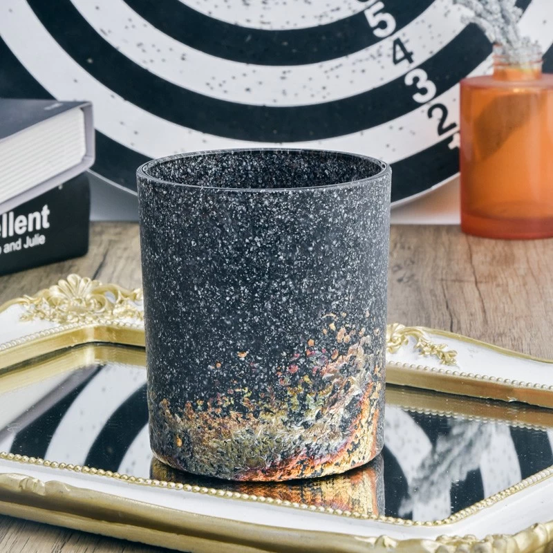 Unique Decoration Black Glass Candle Jars Sanding Glass Candle Holders