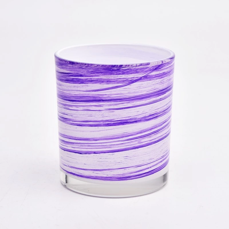 Custom Color Printing Glass Candle Holders 310ml Glass Candle Vessels For Sale