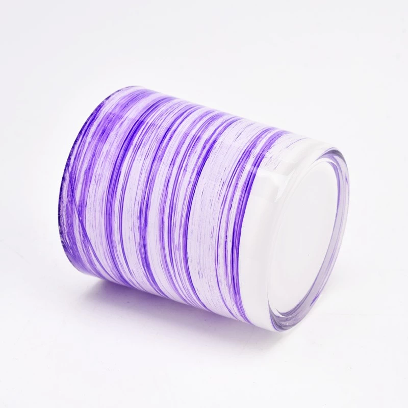 Custom Color Printing Glass Candle Holders 310ml Glass Candle Vessels For Sale