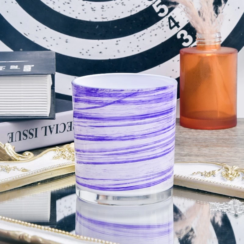 Custom Color Printing Glass Candle Holders 310ml Glass Candle Vessels For Sale