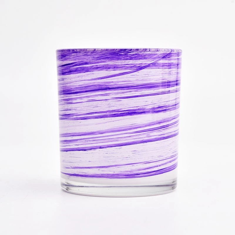 Custom Color Printing Glass Candle Holders 310ml Glass Candle Vessels For Sale