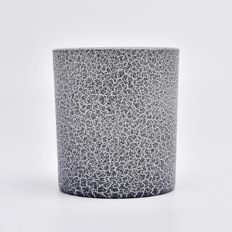 Black Crack Glass Candle Holders