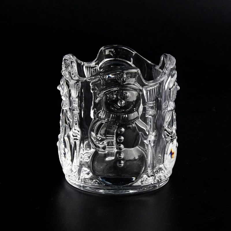 Snowman Glass Candle Holders For Christmas Decoration