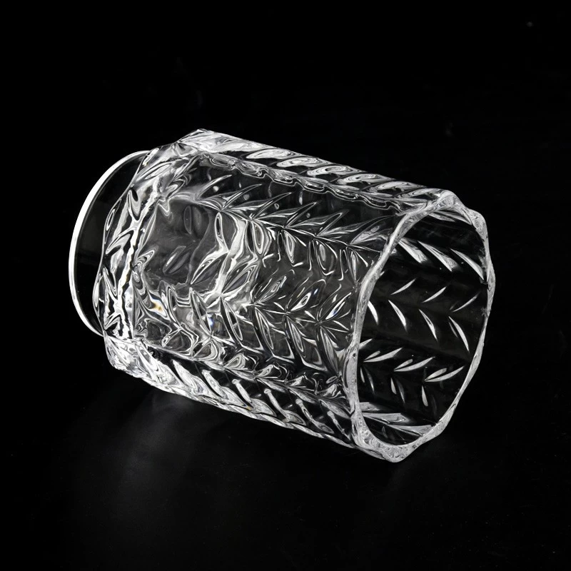 200ml Embossed Glass Candle Vessels High Quality Crystal Glass Jar For Candle Making