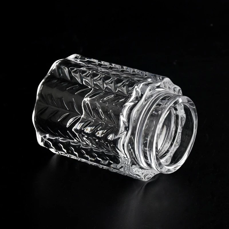 200ml Embossed Glass Candle Vessels High Quality Crystal Glass Jar For Candle Making