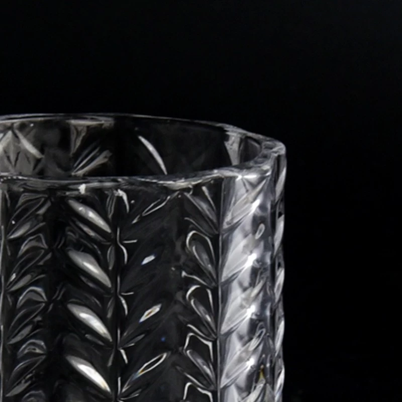 200ml Embossed Glass Candle Vessels High Quality Crystal Glass Jar For Candle Making