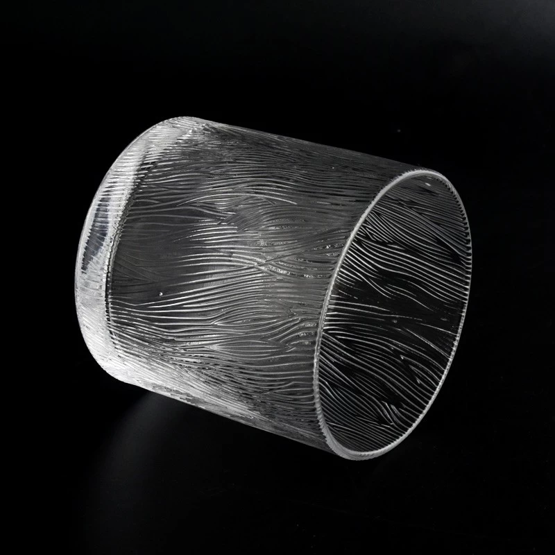 Custom Color Tree Pattern Glass Candle Holder Popular 590ml Tree Embossed Glass Candle Jars