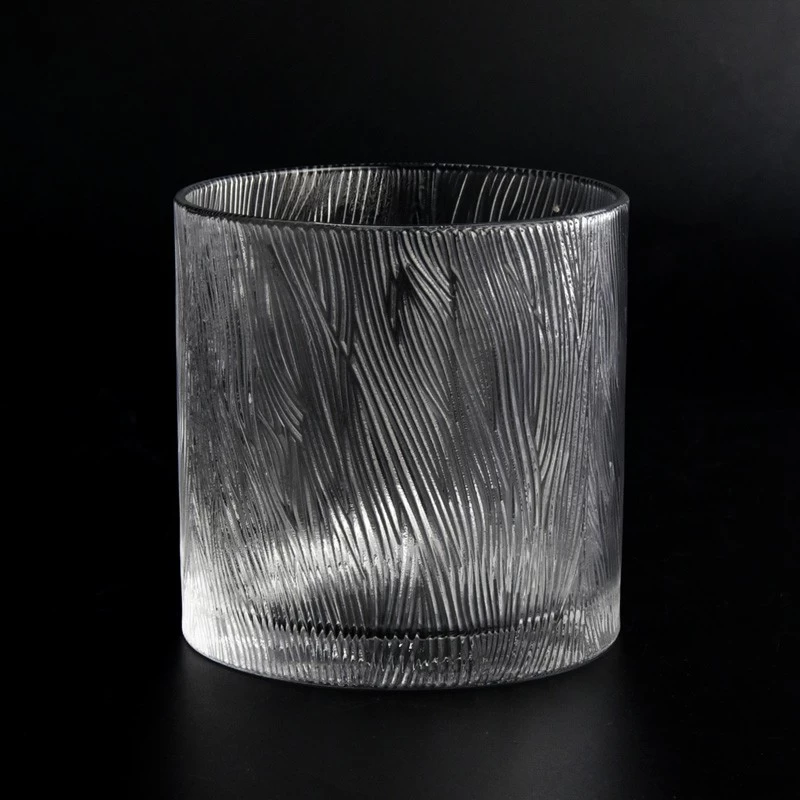 Custom Color Tree Pattern Glass Candle Holder Popular 590ml Tree Embossed Glass Candle Jars
