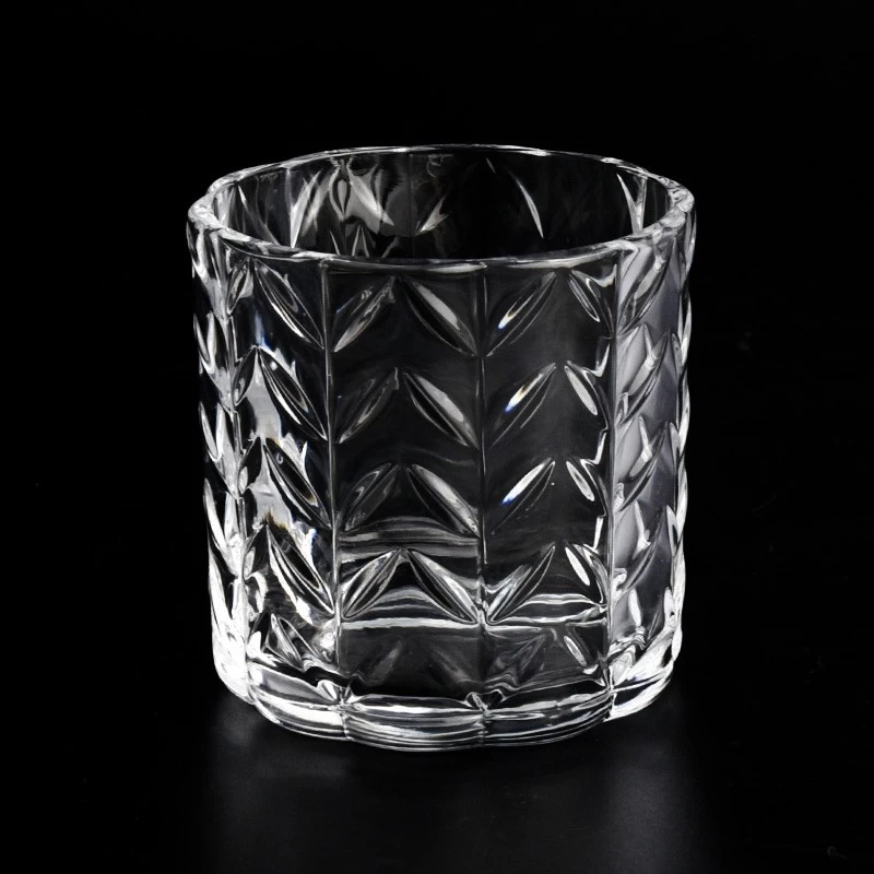 7oz Embossed Glass Candle Holders Custom Color 250ml Glass Candle Jars