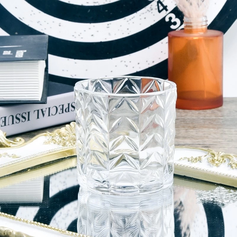 7oz Embossed Glass Candle Holders Custom Color 250ml Glass Candle Jars