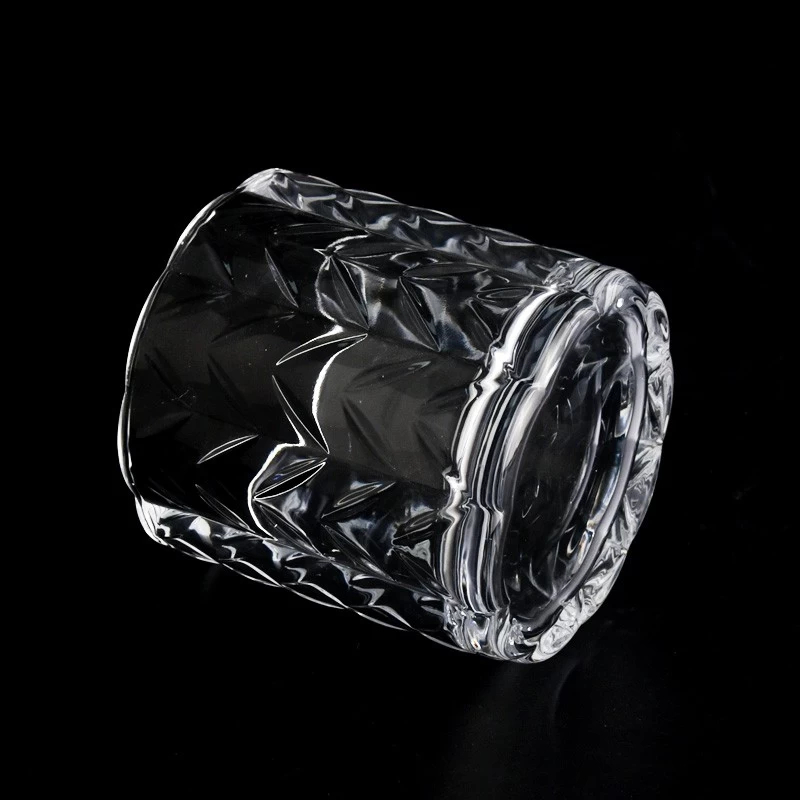 Custom Color 500ml Glass Candle Jars 15oz Embossed Glass Candle Jars
