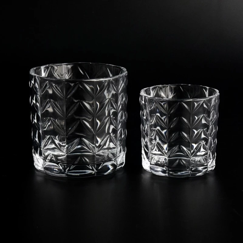 Custom Color 500ml Glass Candle Jars 15oz Embossed Glass Candle Jars