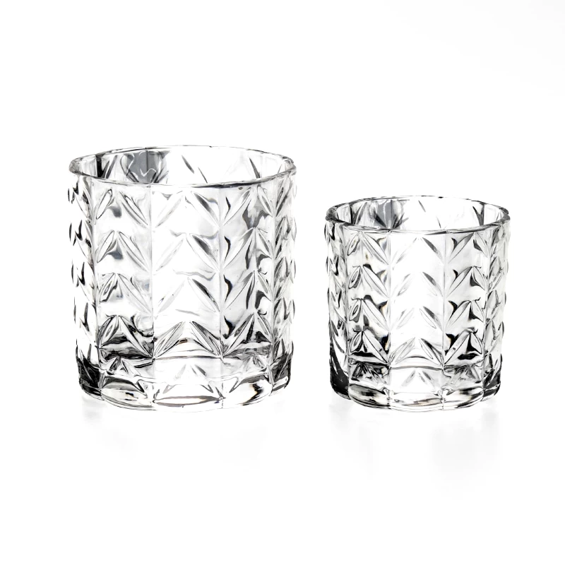 Custom Color 500ml Glass Candle Jars 15oz Embossed Glass Candle Jars