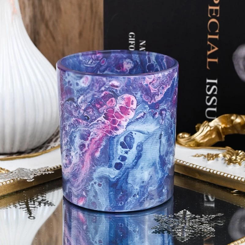 Unique Painting Glass Candle Holders Empty 300ml Candle Glass